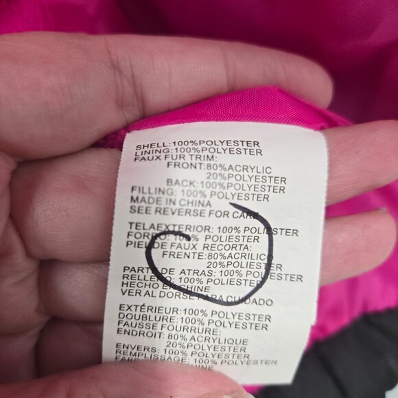 Rothschild Girl's Pink Black Puffer Chevron Winter Jacket Size Medium 10/12 - Picture 11 of 14